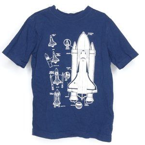 Lands End 8S Navy Rocketship Graphic Tee